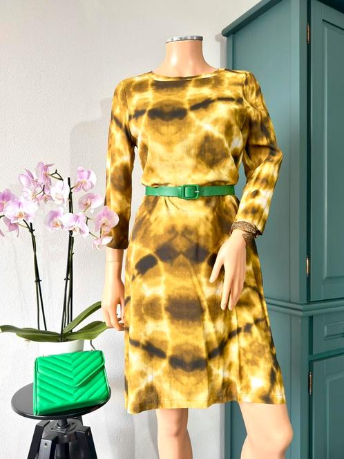 KYRA & KO jurk Maureen maat 36 - geel - zwart - print, Kleding | Dames, Jurken, Zo goed als nieuw, Maat 36 (S), Geel, Knielengte