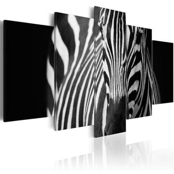 619 Zwart Wit Zebra 5 Luik Canvas Schilderij 200x100cm XXL beschikbaar voor biedingen