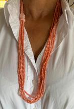 Vintage Chinese roze koraal ketting met meerdere strengen, Ophalen of Verzenden, Zo goed als nieuw, Roze, Overige materialen