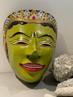 Groen vintage Topeng dans masker vrouw hout. Java Indonesie., Antiek en Kunst, Ophalen