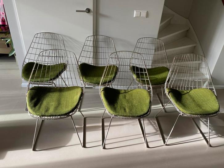 6x Pastoe SM05 vintage wired stoelen, Huis en Inrichting, Stoelen, Gebruikt, Vijf, Zes of meer stoelen, Metaal, Overige materialen