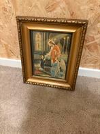 Religieuze foto in gouden lijst, Antiek en Kunst, Verzenden