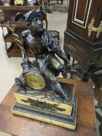 Oer 11109 grote ANTIEKE marmer en bronzen "Hermes" pendule, Antiek en Kunst, Antiek | Klokken, Ophalen