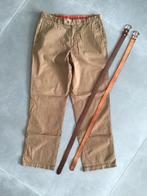 Katoenen bruine herenpantalon met 2 leren riemen, mt. 46/48, Kleding | Heren, Broeken en Pantalons, Bruin, Maat 48/50 (M), Ophalen of Verzenden