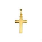 Gouden Kruis hangertje bewerkt - 14 karaat goud, Nieuw, Ophalen of Verzenden, Kruis of Symbool, Goud