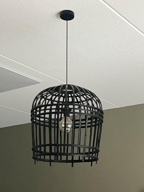Stijlvolle bamboe hanglamp – zwart, 40 x 50 cm, Huis en Inrichting, Lampen | Hanglampen, Zo goed als nieuw, Minder dan 50 cm, Ophalen