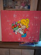 Blond canvas geschilderd, Ophalen