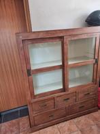 Teakhouten vitrinekast met lades, Huis en Inrichting, Kasten | Vitrinekasten, Ophalen, Gebruikt, 100 tot 150 cm, 100 tot 150 cm