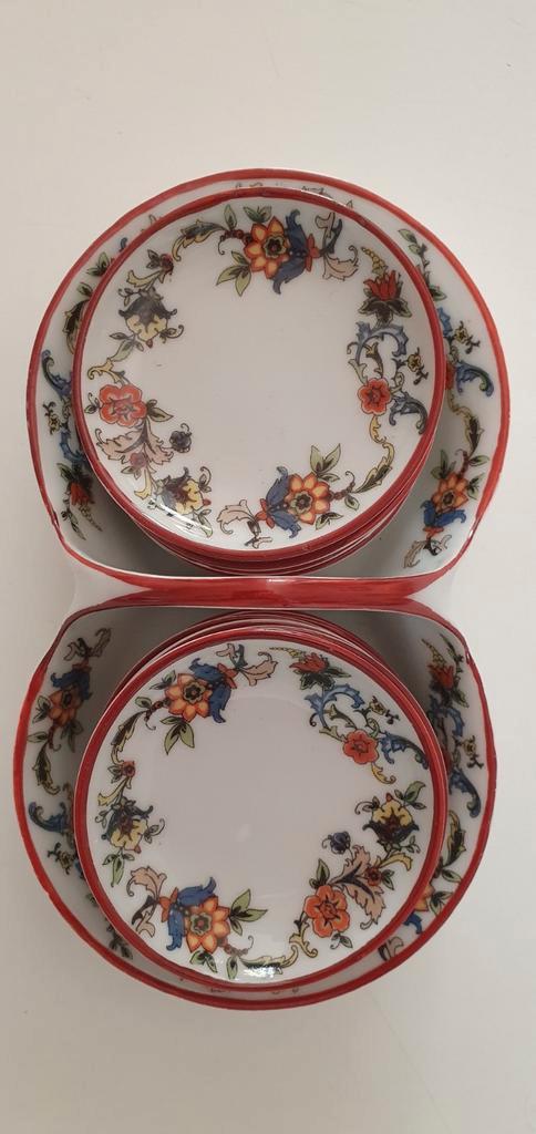 Complete petit four set met houder met 12 schaaltjes, Huis en Inrichting, Keuken | Servies, Zo goed als nieuw, Overige typen, Overige stijlen