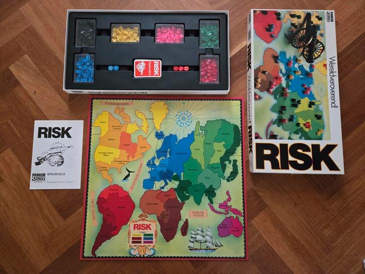 Risk - witte doos Parker, Hobby en Vrije tijd, Gezelschapsspellen | Bordspellen, Gebruikt, Drie of vier spelers, Vijf spelers of meer
