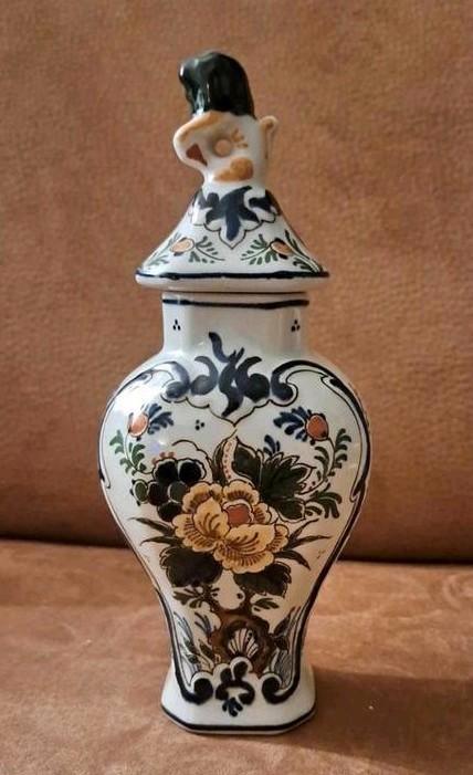 Polychroom vintage Handgeschilderd Pul met Deksel, Antiek en Kunst, Antiek | Keramiek en Aardewerk, Ophalen