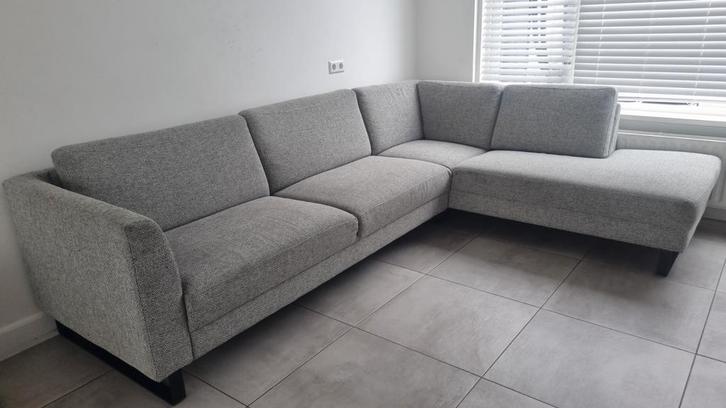 Grijze hoekbank, Huis en Inrichting, Banken | Complete zithoeken, Gebruikt, Stof, Ophalen