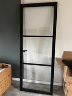Stompe zwarte houten deur, Doe-het-zelf en Verbouw, Ophalen, 80 tot 100 cm, Binnendeur, Zo goed als nieuw