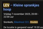 Concert kaartje LEV houten 7 november kleine sprankjes hoop, Tickets en Kaartjes, Overige Tickets en Kaartjes, Eén persoon