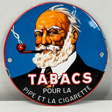 Emaille bordje - Tabacs pour la pipe et la cigarette beschikbaar voor biedingen