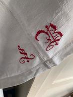 Antiek Frans linnen laken met monogram, Antiek en Kunst, Ophalen of Verzenden