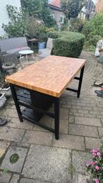 Ikea Vadholma keukeneiland groot en klein, Huis en Inrichting, Ophalen, 100 tot 150 cm, Bruin, Zo goed als nieuw