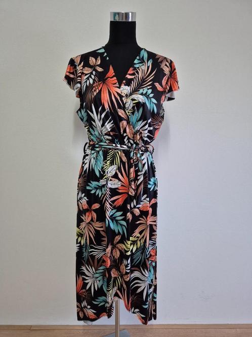 J421 - Kuitlange zomerse bloemenjurk maat L (1), Kleding | Dames, Jurken, Zo goed als nieuw, Maat 38/40 (M), Onder de knie, Ophalen of Verzenden