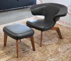 Design fauteuil met voetenstoel – Classicon Munich Classic, Huis en Inrichting, Ophalen, Minder dan 75 cm, Nieuw, Hout