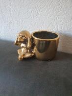 Gouden bloempot aapje, Tuin en Terras, Bloempotten, Overige materialen, Rond, Ophalen of Verzenden, Zo goed als nieuw