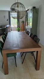 Grote  eikenhouten eettafel, Ophalen, Gebruikt, 100 tot 150 cm, 200 cm of meer