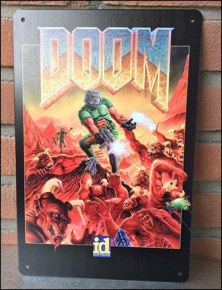 DOOM Retro PC Metalen Wandbord mancave gameroom, Huis en Inrichting, Woonaccessoires | Wanddecoraties, Nieuw, Verzenden