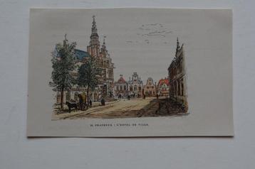 FRANEKER FRJENTSJER STADHUIS Houtgravure FRIESLAND 1881 GX8 beschikbaar voor biedingen