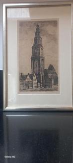 Ets Martinitoren Groningen - Gesigneerd, Antiek en Kunst, Kunst | Etsen en Gravures, Ophalen of Verzenden