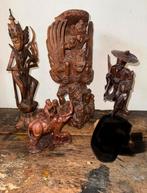 4 oude / antieke Aziatische houten beeldjes, Ophalen of Verzenden