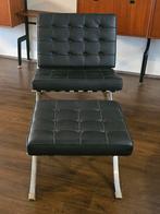 Barcelona Stoel Replica + Voetenbankje, Huis en Inrichting, Fauteuils, Ophalen of Verzenden, Zo goed als nieuw, 50 tot 75 cm