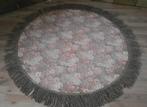 Tafelkleed frans bloemen franjes vintage rond gobelin 140cm, Gebruikt, Rond, Ophalen of Verzenden, 100 tot 150 cm