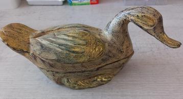 houten goudkleurige eend met opbergplekje beschikbaar voor biedingen