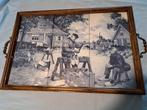 Mooi vintage dienblad van zes blauwe tegels, Ophalen, Rechthoekig, Hout