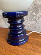 Space Age mushroom lamp met paars keramiek voet , jaren 70, Minder dan 50 cm, Glas, Gebruikt, Ophalen of Verzenden