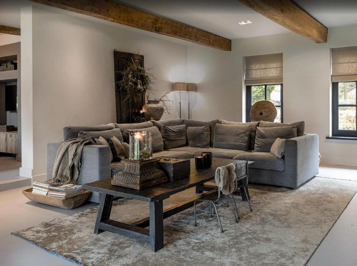 Hoekbank of brede bank grijs sober Easy Sofa popoliene, Huis en Inrichting, Banken | Complete zithoeken, Gebruikt, Stof, Ophalen