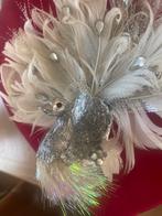 Oude antieke vintage ornament clip pauw zilver met veren, Diversen, Kerst, Ophalen of Verzenden, Nieuw