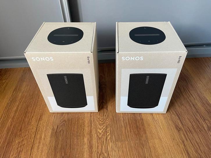 2x Nieuwe Sonos Era 100 - Zwart (evt 4), Audio, Tv en Foto, Luidsprekers, Nieuw, Front, Rear of Stereo speakers, 120 watt of meer