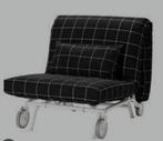 IKEA PS slaapstoel/slaapbank met een zwarte hoes met ruitpat, Ophalen, Gebruikt, 90 cm, Eenpersoons