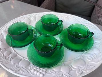 Arcoroc Siërra Groen Glas Kop en Schotel Set (4) beschikbaar voor biedingen