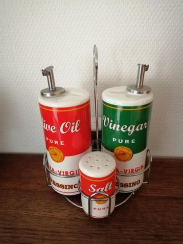 Vintage Vinegar Pure olie, azijn, peper en zout tafelset