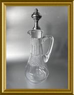 Antieke geslepen karaf met echt zilveren stop, Antiek en Kunst, Ophalen of Verzenden, Zilver