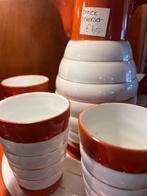 Art Deco Beker Set Wit Oranje Gouden Bies, Antiek en Kunst, Antiek | Servies compleet, Ophalen of Verzenden