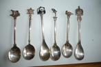 6 lepeltjes 4 van wwf en 1 van koningin wilhelmina fonds en, Verzenden, Verzilverd, Zo goed als nieuw, Metaal