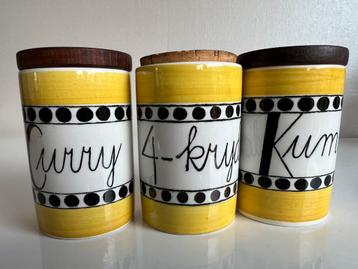 Vintage 3 Rörstrand AROM Kruidenpot Geel Marianne Westman beschikbaar voor biedingen