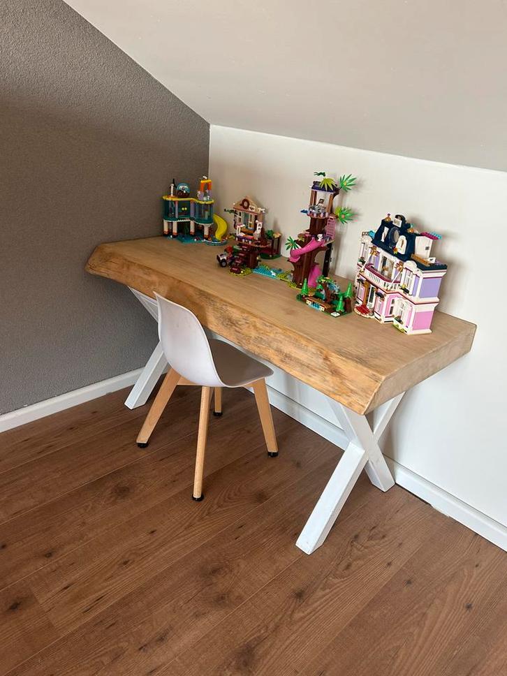 Houten bureau met wit onderstel, Antiek en Kunst, Antiek | Meubels | Tafels, Ophalen