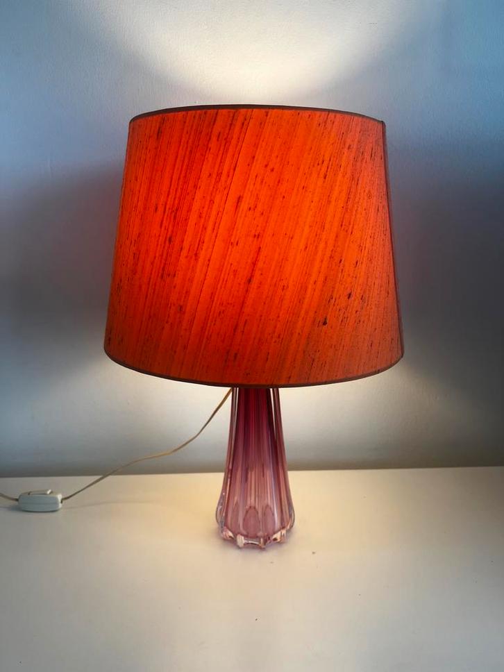 Vintage Kristallen Tafellamp - Roze/Oranje, Huis en Inrichting, Lampen | Hanglampen, Gebruikt, Minder dan 50 cm, Glas, Ophalen