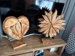 Houten Ornamenten Set - Hart & Bloem, Ophalen, Zo goed als nieuw
