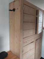 Steigerhouten Kast - 133x45x206cm, Antiek en Kunst, Ophalen of Verzenden