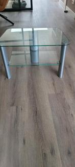 Glazen salontafel met metalen poten, Ophalen, Gebruikt, 50 tot 100 cm, Glas