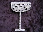 Mooie Aparte Grote Strass Broche - 80er Jaren - Wijnglas, Verzenden, Overige materialen, Broche